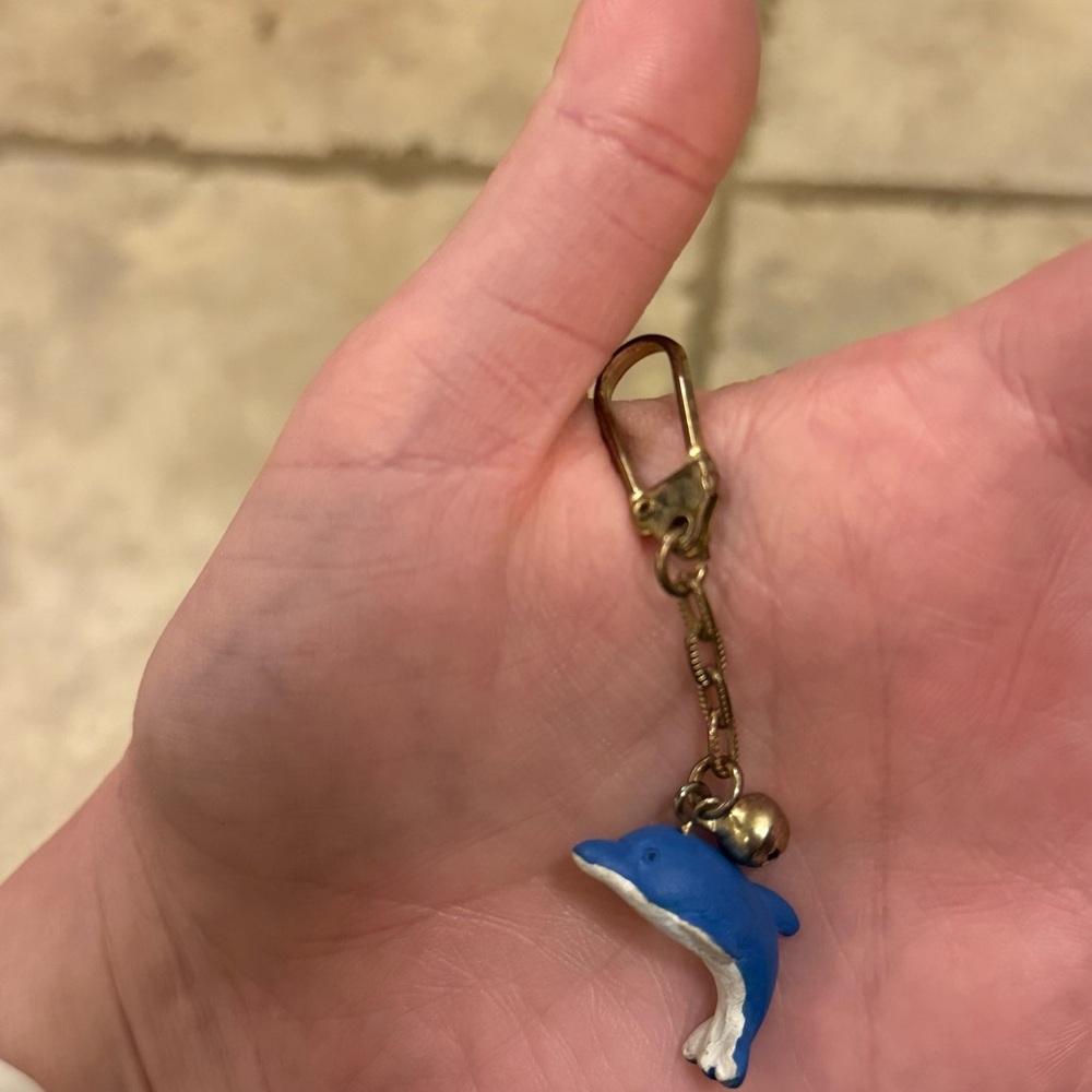 Vintage Blue Dolphin Charm Keychain